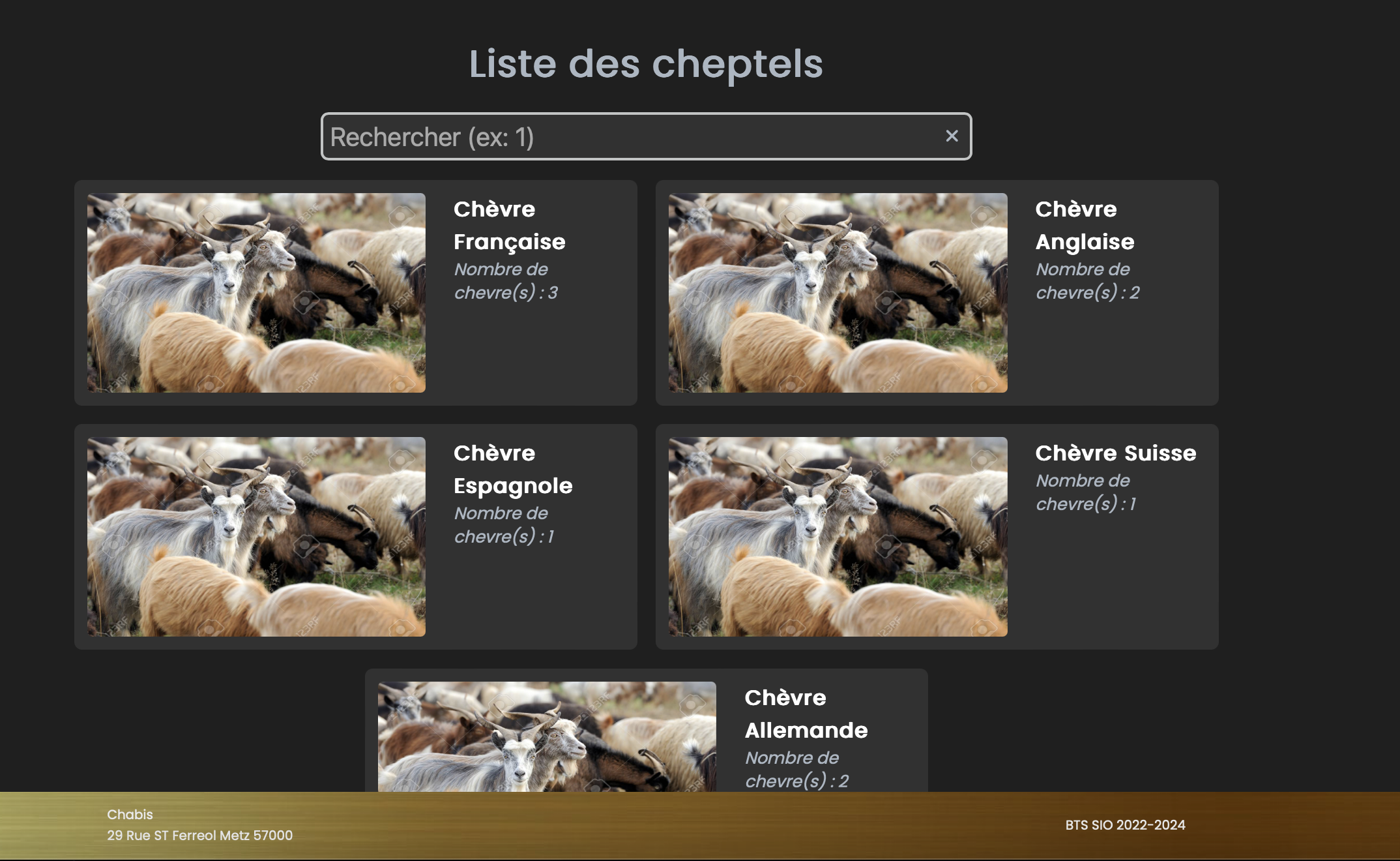 Liste des cheptels